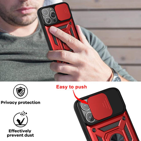 Калъф със Стойка-Пръстен за iPhone 13 Pro, Kickstand Camera Case, Черен (4)