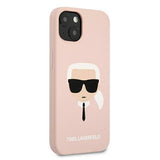 Луксозен Калъф за iPhone 13 Mini, Karl Lagerfeld Silicone Iconic Case, Розов (4)