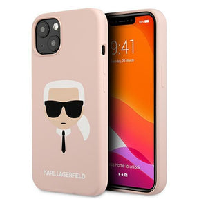 Луксозен Калъф за iPhone 13 Mini, Karl Lagerfeld Silicone Iconic Case, Розов