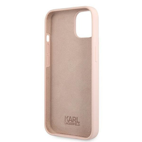 Луксозен Калъф за iPhone 13 Mini, Karl Lagerfeld Silicone Iconic Case, Розов (6)