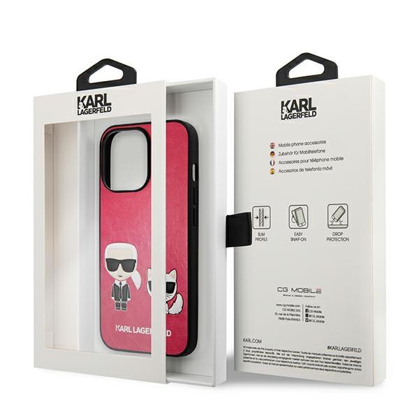 Луксозен Калъф за iPhone 13 Pro, Karl Lagerfeld Karl & Choupette Case, Розов (6)