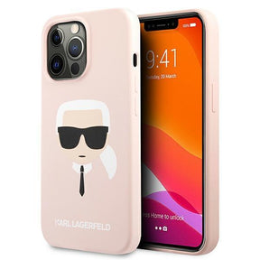 Луксозен Калъф за iPhone 13 Pro, Karl Lagerfeld Silicone Iconic Case, Розов