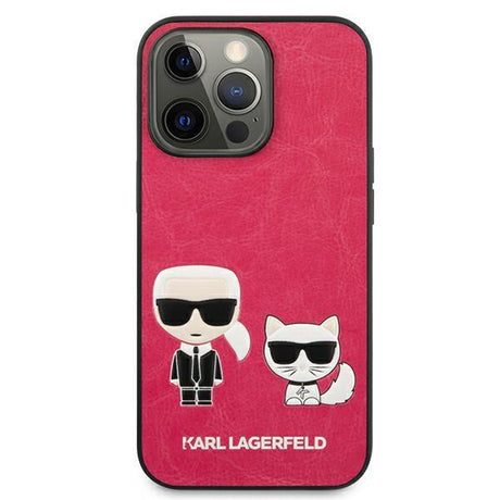 Луксозен Калъф за iPhone 13 Pro, Karl Lagerfeld Karl & Choupette Case, Розов (3)