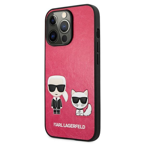 Луксозен Калъф за iPhone 13 Pro, Karl Lagerfeld Karl & Choupette Case, Розов (2)