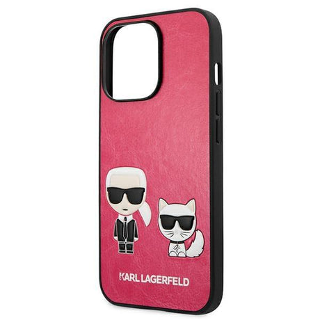 Луксозен Калъф за iPhone 13 Pro, Karl Lagerfeld Karl & Choupette Case, Розов (5)
