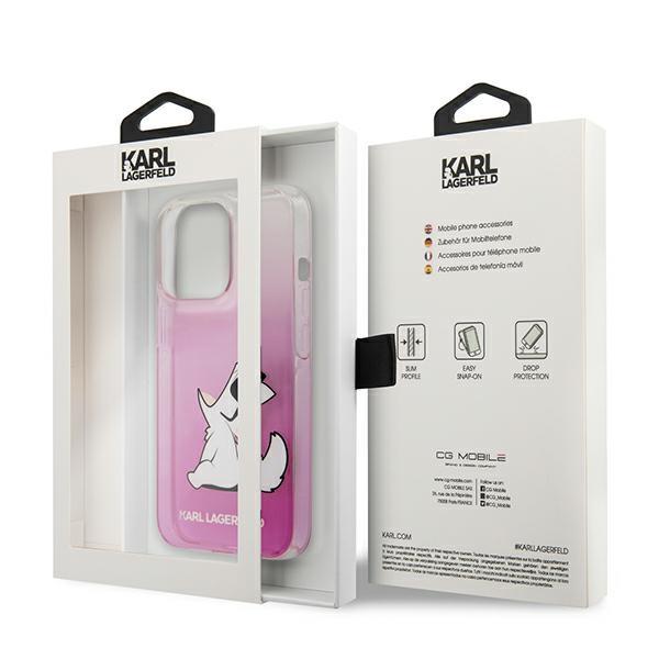 Луксозен Калъф за iPhone 13 Pro, Karl Lagerfeld Choupette Fun Case, Розов (5)