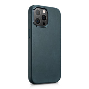 Magsafe Калъф от Естествена Кожа за iPhone 13 Pro Max, iCarer Leather Case, Син