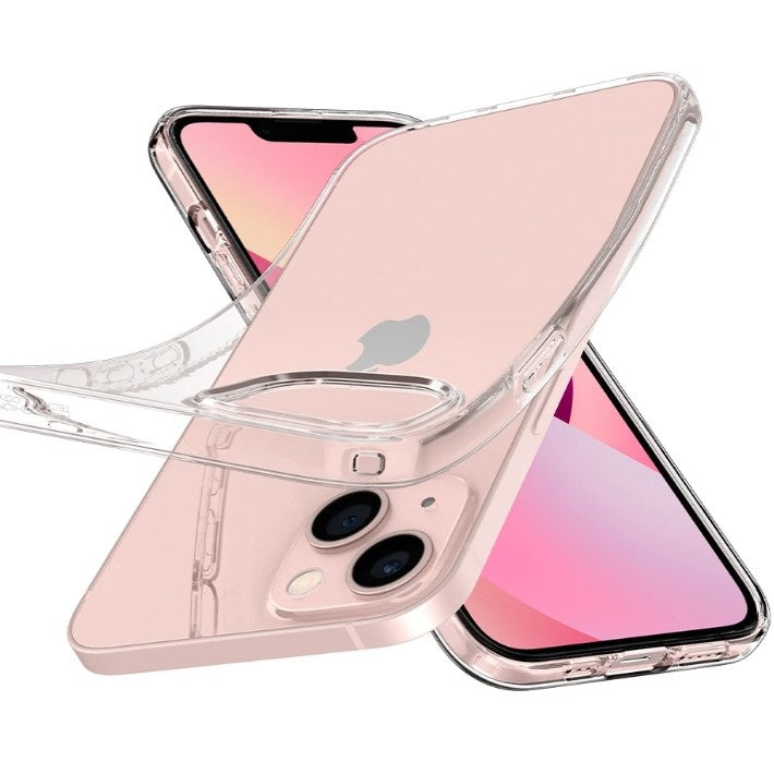 Противоударен Силиконов Калъф за iPhone 13, Spigen Liquid Crystal Case, Прозрачен (3)