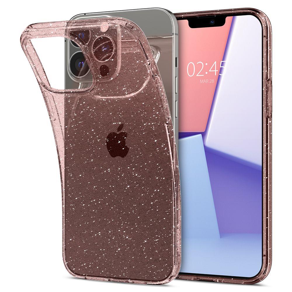 Противоударен Блестящ Калъф за iPhone 13 Pro Max, Spigen Liquid Crystal Glitter Quartz Case, Розов (2)