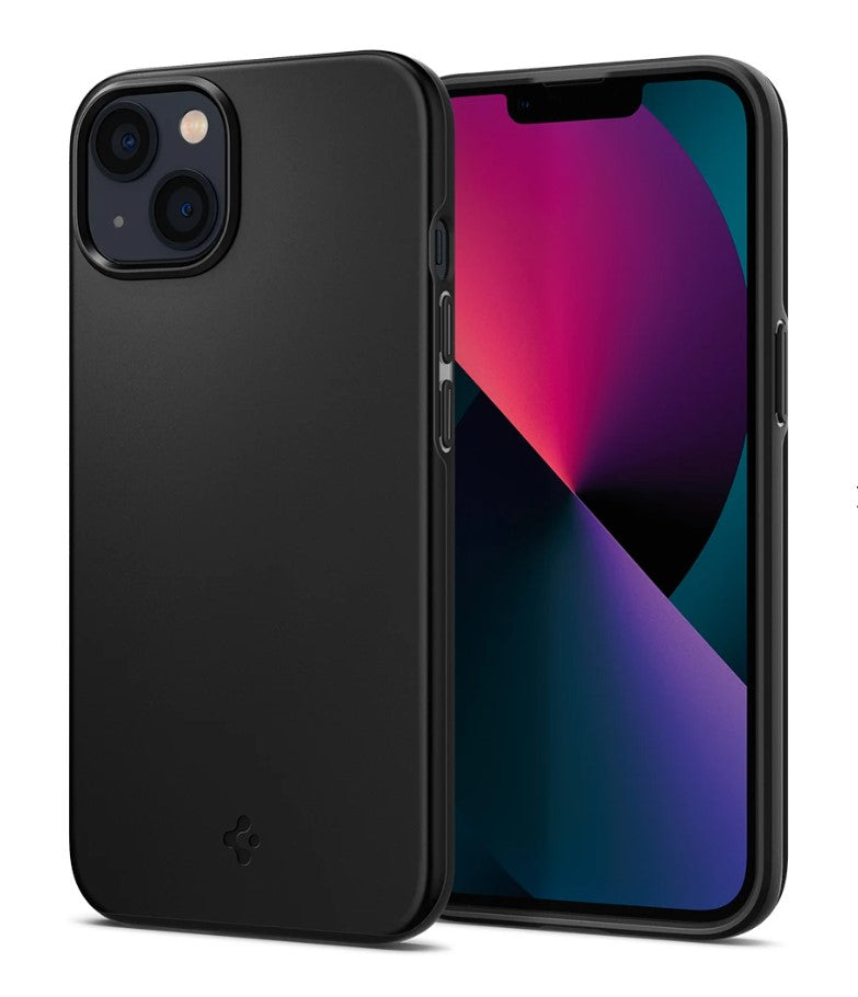 Противоударен Калъф за iPhone 13 Mini, Spigen Thin Fit Case, Черен