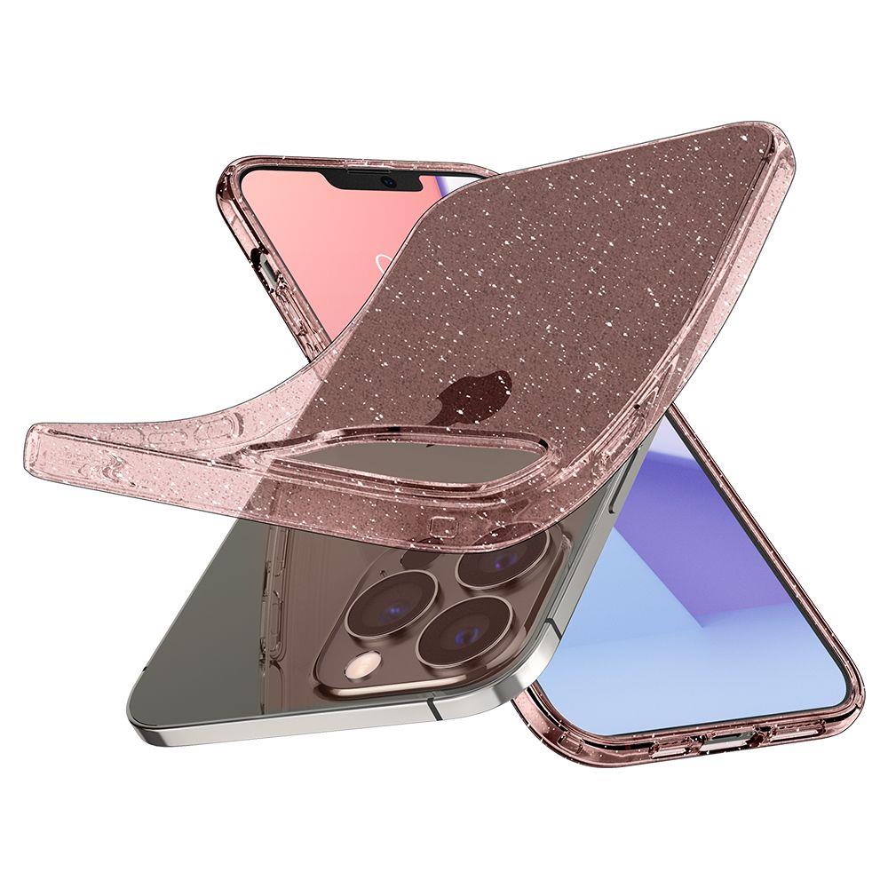 Противоударен Блестящ Калъф за iPhone 13 Pro Max, Spigen Liquid Crystal Glitter Quartz Case, Розов (3)
