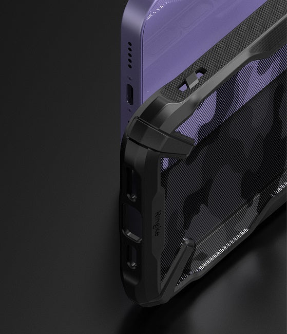 Противоударен Хибриден Калъф за iPhone 13, Ringke Fusion X Camouflage Case, Черен (6)