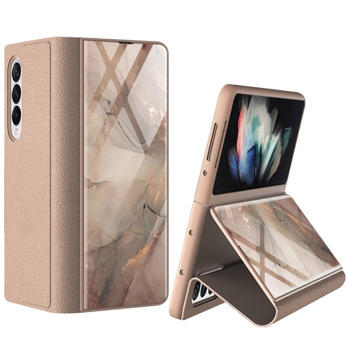 Луксозен Калъф за Samsung Z Fold 3, GKK Painting Marble Case, Златист