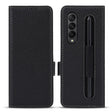 Кожен Калъф с S-Pen Поставка за Samsung Z Fold 3, GKK Leather Case, Черен