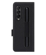 Кожен Калъф с S-Pen Поставка за Samsung Z Fold 3, GKK Leather Case, Черен (2)
