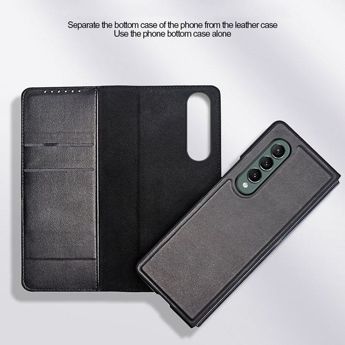 Кожен Калъф 2в1 за Samsung Z Fold 3, GKK Split Leather Case, Кафяв (4)