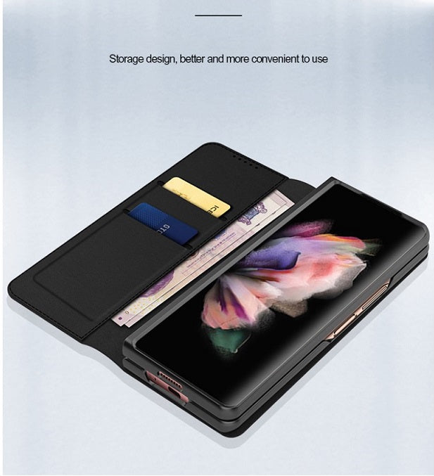 Кожен Калъф 2в1 за Samsung Z Fold 3, GKK Split Leather Case, Черен (2)