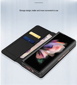 Кожен Калъф 2в1 за Samsung Z Fold 3, GKK Split Leather Case, Черен (2)
