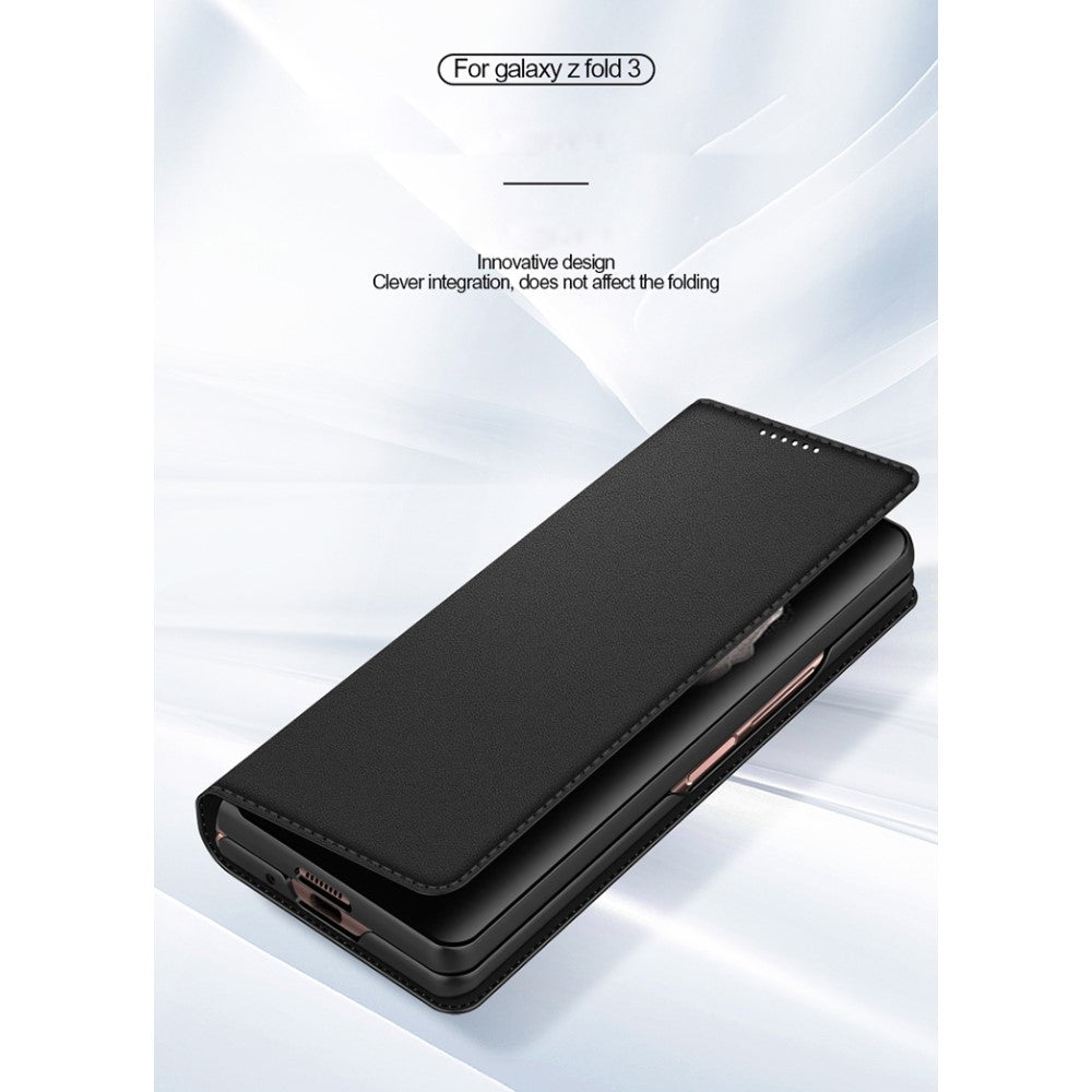 Кожен Калъф 2в1 за Samsung Z Fold 3, GKK Split Leather Case, Черен (4)