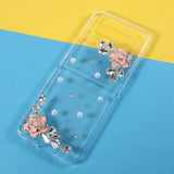 Калъф с Камъни за Samsung Galaxy Z Flip 3, Diamant Flower Case, Прозрачен (2)