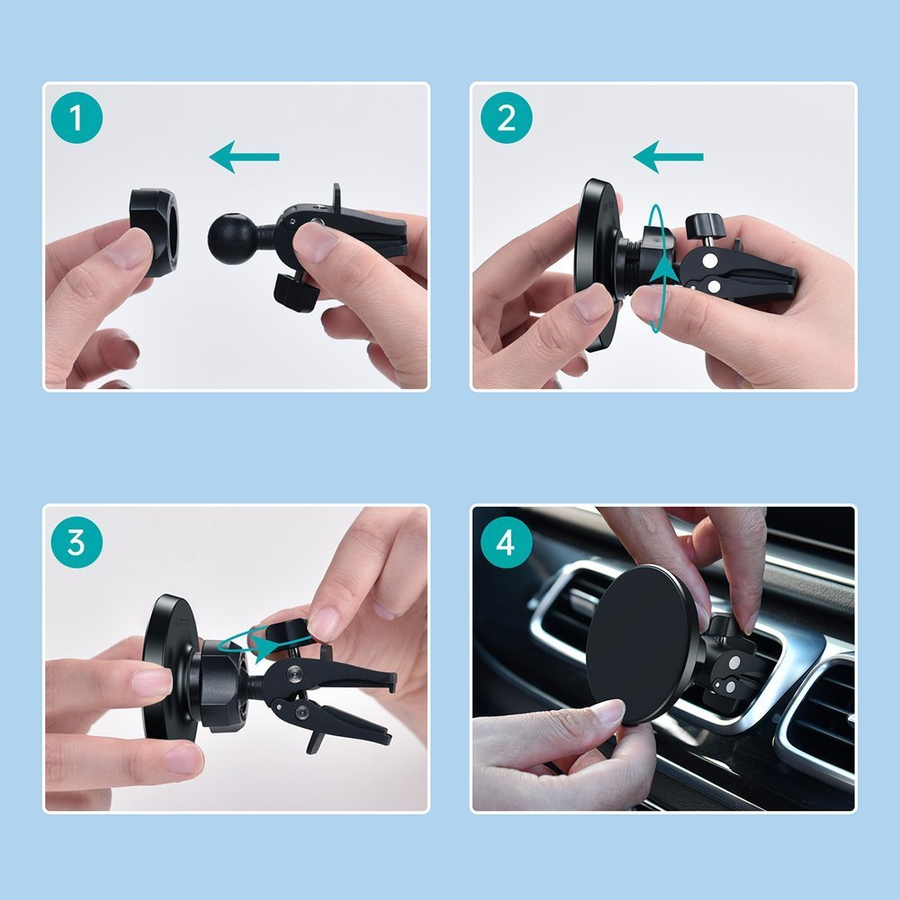 Magsafe Стойка за Кола за iPhone, Choetech Magnetic Vent Holder, Черен (7)