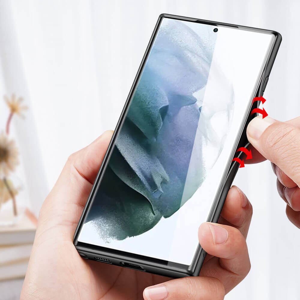 Калъф с Текстилен Ефект за Samsung S22 Ultra, Dux Ducis Fino Case, Черен (4)