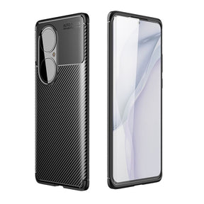 Силиконов Калъф за Huawei P50 Pro, New Carbon Case, Черен
