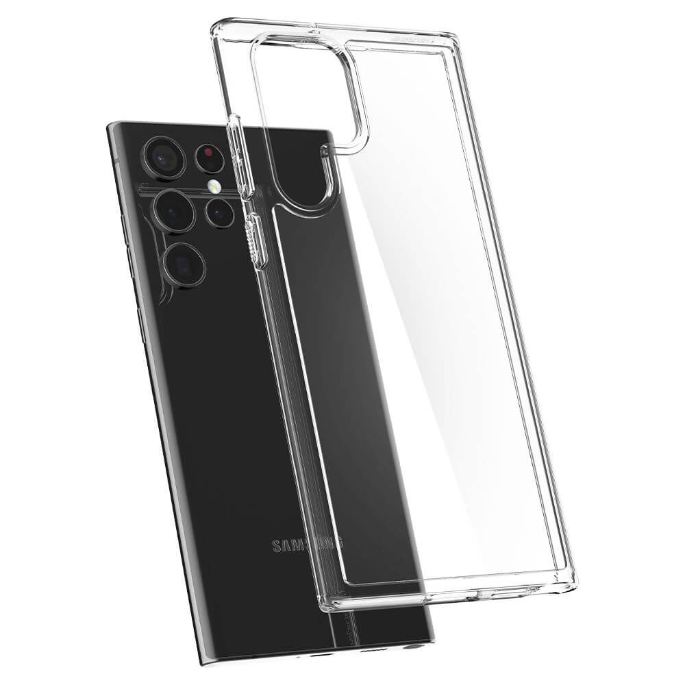 Противоударен Хибриден Калъф за Samsung S22 Ultra, Spigen Ultra Hybrid Case, Прозрачен (5)