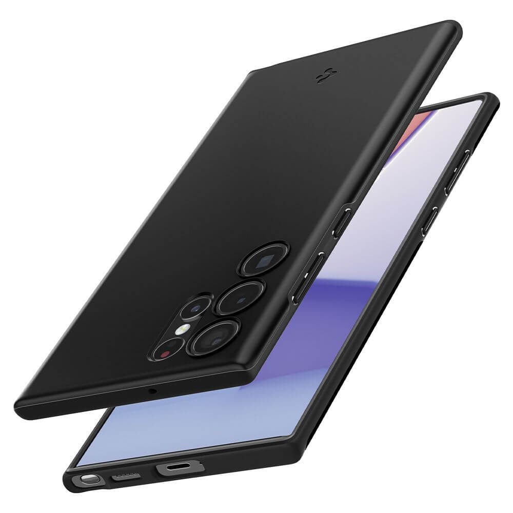 Противоударен Калъф за Samsung S22 Ultra, Spigen Thin Fit Case, Черен (5)