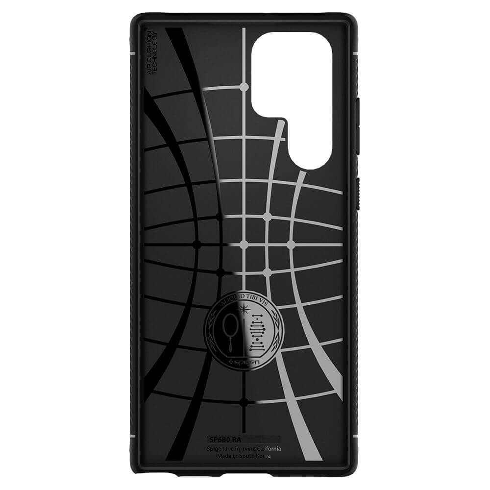 Противоударен Силиконов Калъф за Samsung S22 Ultra, Spigen Rugged Armor Case, Черен (4)