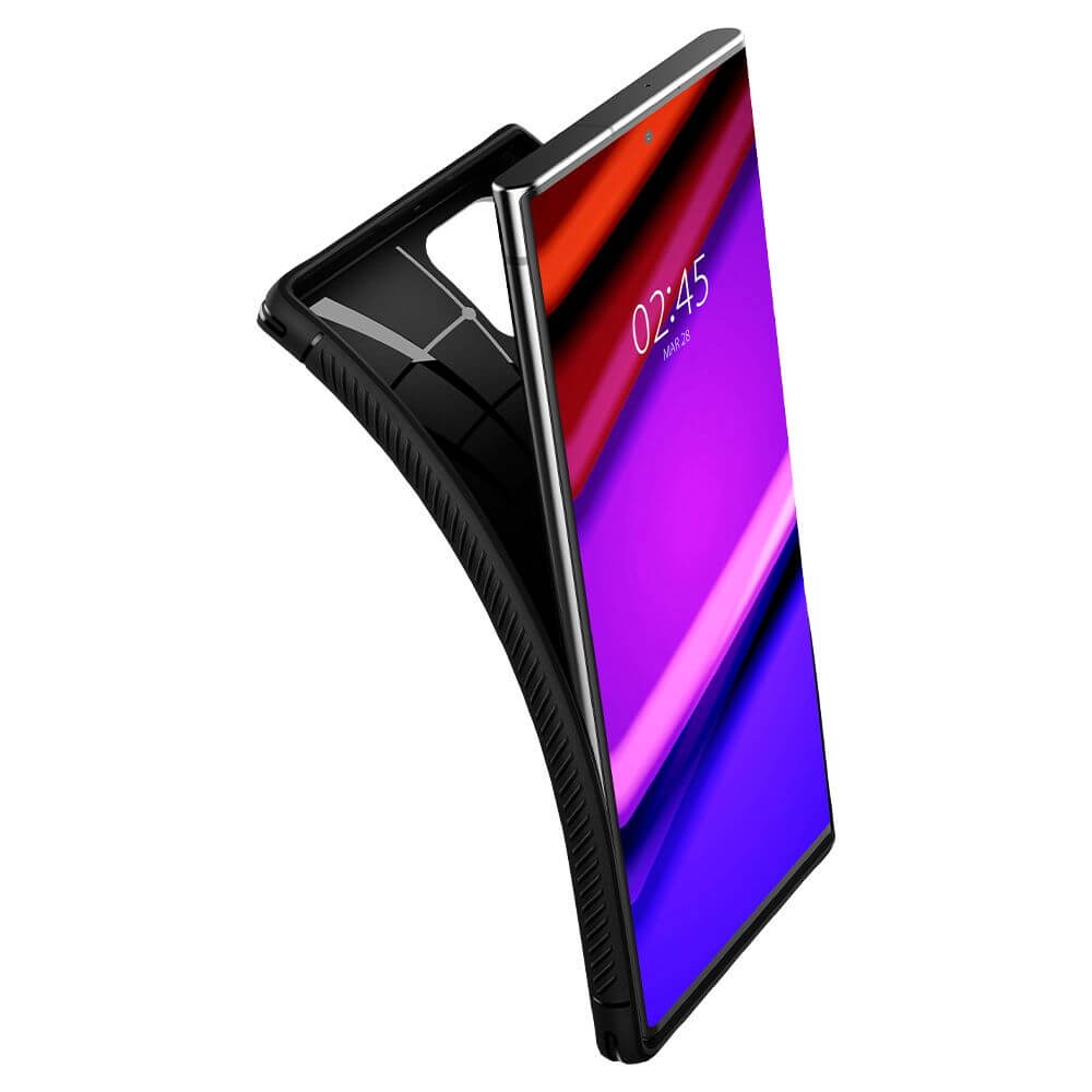 Противоударен Силиконов Калъф за Samsung S22 Ultra, Spigen Rugged Armor Case, Черен (7)