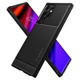 Противоударен Силиконов Калъф за Samsung S22 Ultra, Spigen Rugged Armor Case, Черен (6)