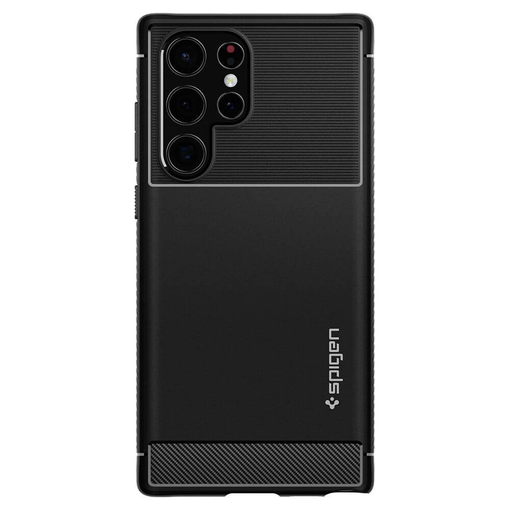 Противоударен Силиконов Калъф за Samsung S22 Ultra, Spigen Rugged Armor Case, Черен (2)