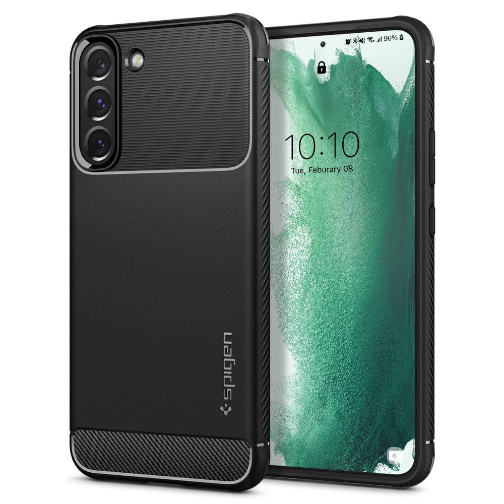Противоударен Силиконов Калъф за Samsung S22 Plus, Spigen Rugged Armor Case, Черен