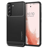 Противоударен Силиконов Калъф за Samsung S22, Spigen Rugged Armor Case, Черен