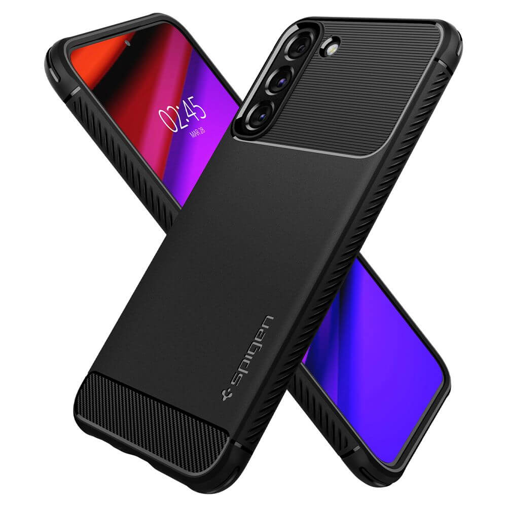 Противоударен Силиконов Калъф за Samsung S22, Spigen Rugged Armor Case, Черен (6)