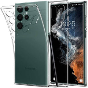 Противоударен Силиконов Калъф за Samsung S22 Ultra, Spigen Liquid Crystal Case, Прозрачен