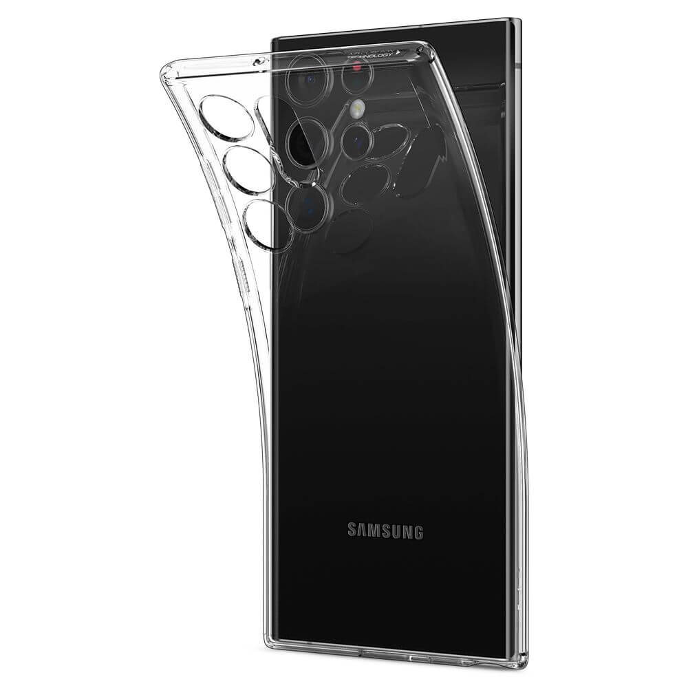 Противоударен Силиконов Калъф за Samsung S22 Ultra, Spigen Liquid Crystal Case, Прозрачен (5)
