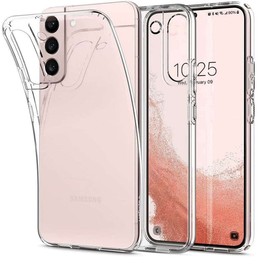 Противоударен Силиконов Калъф за Samsung S22 Plus, Spigen Liquid Crystal Case, Прозрачен