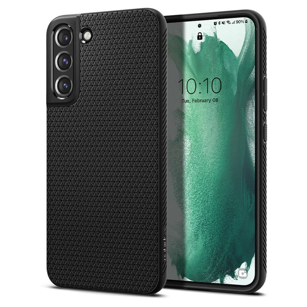 Противоударен Силиконов Калъф за Samsung S22 Plus, Spigen Liquid Air Case, Черен