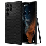 Противоударен Силиконов Калъф за Samsung S22 Ultra, Spigen Liquid Air Case, Черен