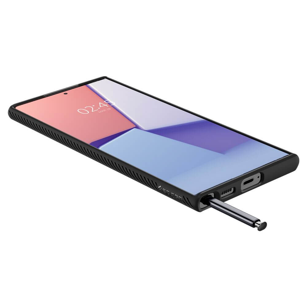 Противоударен Силиконов Калъф за Samsung S22 Ultra, Spigen Liquid Air Case, Черен (5)