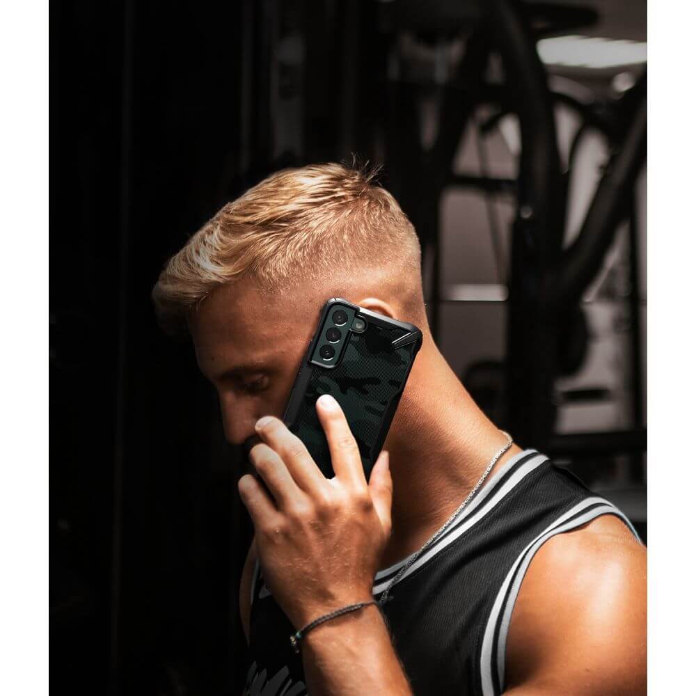 Противоударен Хибриден Калъф за Samsung S22 Plus, Ringke Fusion X Camouflage Case, Черен (6)