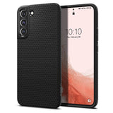Противоударен Силиконов Калъф за Samsung S22, Spigen Liquid Air Case, Черен