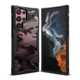 Противоударен Хибриден Калъф за Samsung S22 Ultra, Ringke Fusion X Camouflage Case, Черен