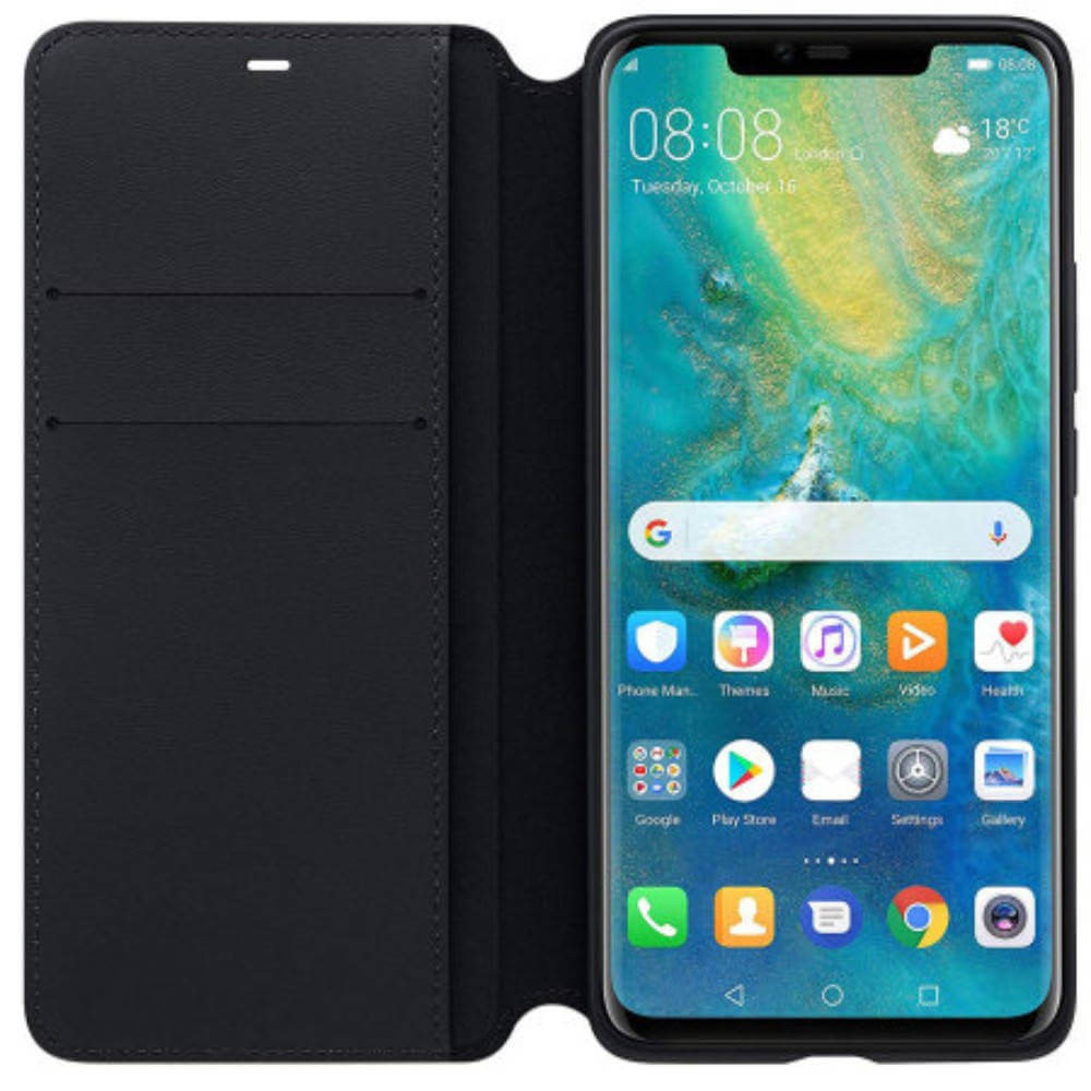 Оригинален Кожен Калъф за Huawei Mate 20 Pro Wallet Book Case, Черен (3)