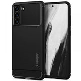 Противоударен Силиконов Калъф за Samsung S21 FE, Spigen Rugged Armor Case, Черен