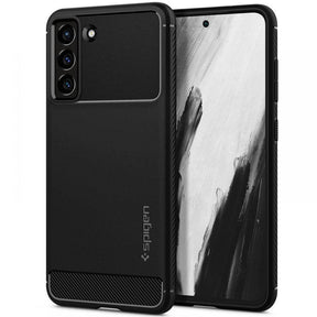 Противоударен Силиконов Калъф за Samsung S21 FE, Spigen Rugged Armor Case, Черен
