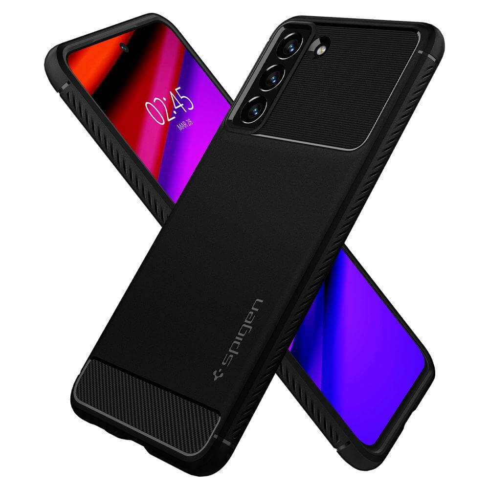 Противоударен Силиконов Калъф за Samsung S21 FE, Spigen Rugged Armor Case, Черен (6)