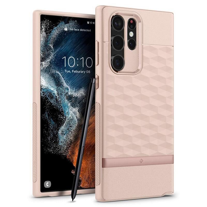 Противоударен Калъф за Samsung S22 Ultra, Spigen Caseology Parallax, Бежов
